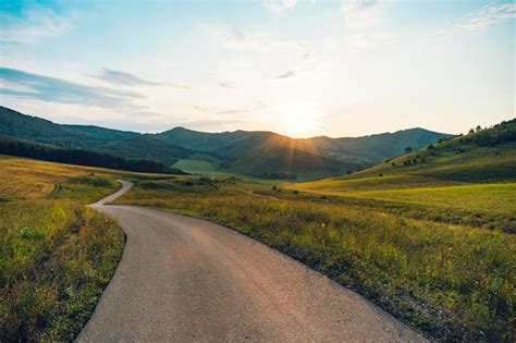 Premium Photo Summer Country Road With Trees Beside Rural Up Hill