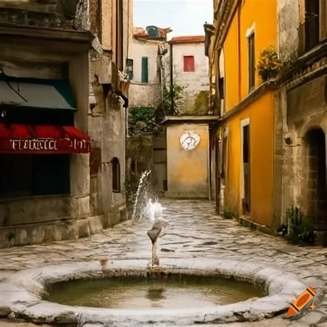 Fontaine In A Mediterranean Village Square On Craiyon