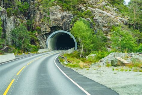 Road with Tunnel in Mountains Norway Stock Image - Image of rock ...