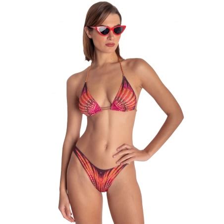 BIKINI TRIÁNGULO ACOLCHADO CON ESTAMPADO DE ALAS Y TACHUELAS Talla S