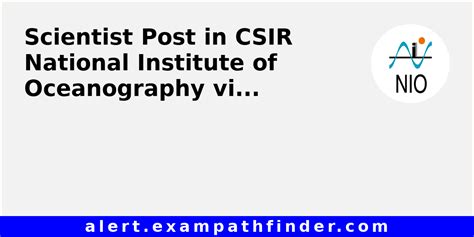 Scientist Post In Csir National Institute Of Oceanography Via Direct