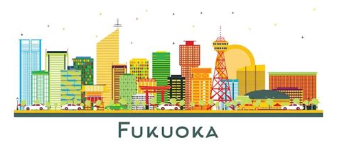 Premium Vector Fukuoka Japan City Skyline With Color Buildings