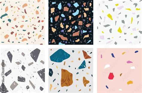 Terrazzo seamless patterns. Terrazzo floor patterns collection. Stock ...