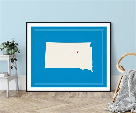 Custom South Dakota State Art Customized State Map Art Personalized