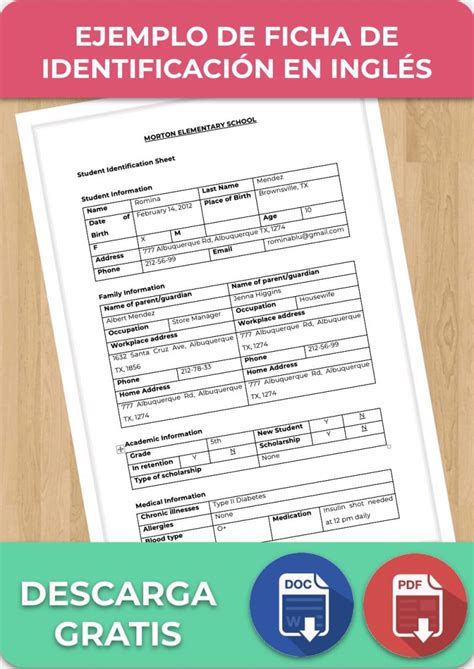 Ficha De Identificaci N En Ingl S Formatos Ejemplos C Mo Hacer