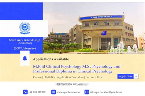 SGT University Admission Open for M.Phil Clinical Psychology, M.Sc ...