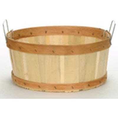 Retail Display Fixtures | Baskets & Crates - Wooden | 1/2 Bushel Shallow Wood Basket with Two ...