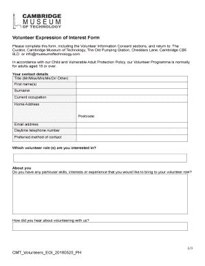 Fillable Online U3ac Org Expression Of Interest Form Volunteer Mus Ed