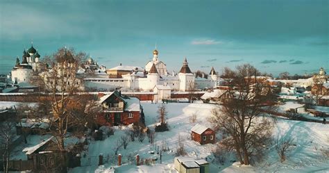 Aerial Panorama Of The Rostov Kremlin, Winter Russian Landscapes ...