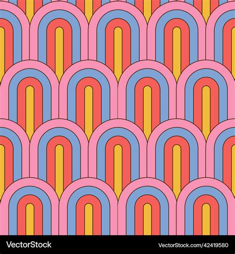 Retro Summer 70s Rainbow Stripes Seamless Pattern Vector Image