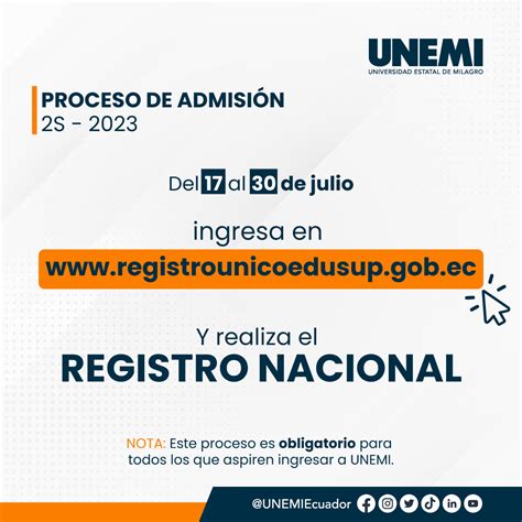 PROCESO DE ADMISIÓN 2S 2023 UNEMI