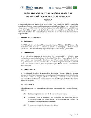 Preenchível Disponível REGULAMENTO DA 17 OLIMPADA BRASILEIRA DE Fax