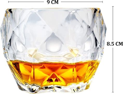 Bigbrands Diamond Shaped Whiskey Glass Unique Cool Crystal Rocks Whiskey Glasses Set For Scotch