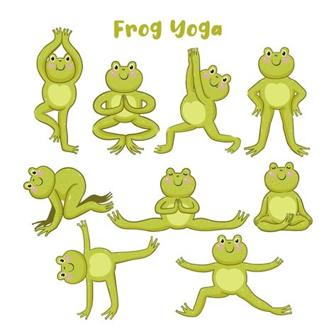 Premium Vector Set Of Cute Frogs In Yoga Pose Isolated On White