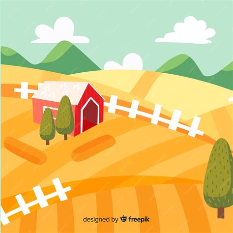 Free Vector | Farm landscape in cartoon style