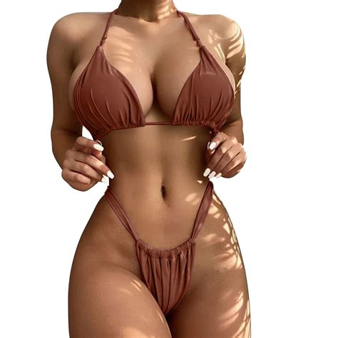 Sunizaiyi Women S Solid Color Fashionable Casual Strap Split Bikini