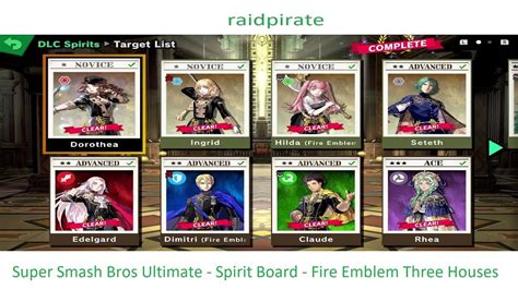 Super Smash Bros Ultimate Spirit Board Three Houses All Spirits