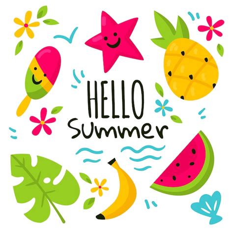 Free Vector Hand Drawn Hello Summer