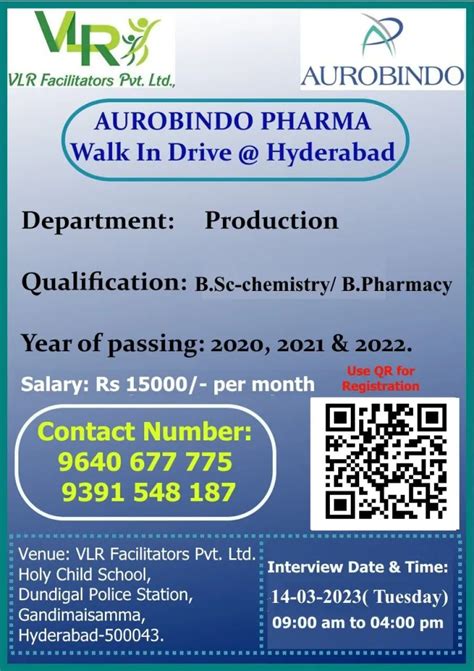 AUROBINDO PHARMA Walk Ins On 14th Mar 2023 For Freshers