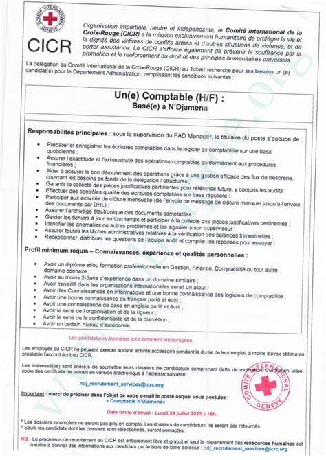 La D L Gation Du Comit International De La Croix Rouge Cicr Recrute