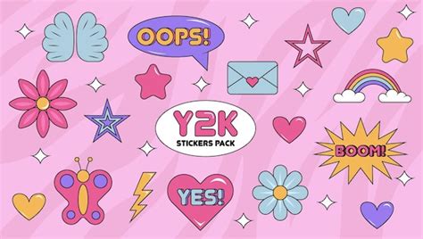 Premium Vector Sticker Retro Y2k Pack Set Stickers In The Style Of