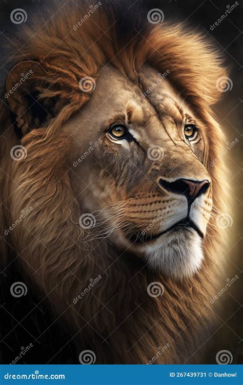 Heroic Portrait Illustration Of Lion Stock Illustration Illustration