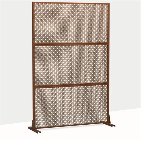 Neutypechic Metal Outdoor Privacy Screen Freestanding Patio Decorative Screens 72 X47 Brown