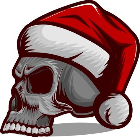 Christmas Skull Wearing Santa Claus Hat Royalty Free Vector