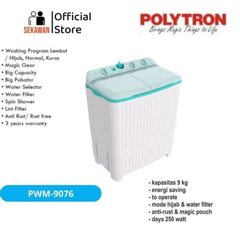 Jual Mesin Cuci Polytron Tabung Kg Pwm Shopee Indonesia