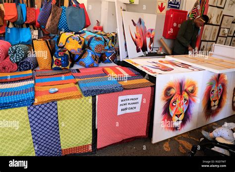 Blankets And Artworks At The Bay Harbour Market In Hout Bay Cape Town