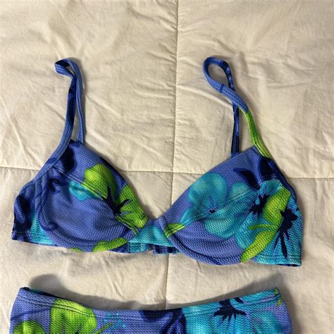 Vintage Sessa Floral Tropical Bikini Set Size Small Depop