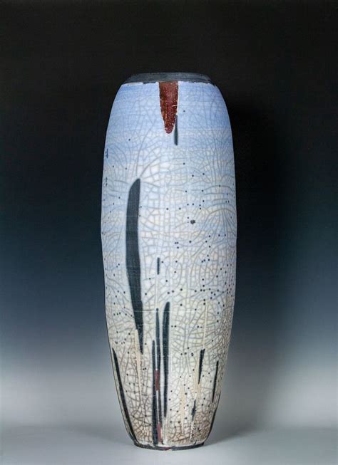 Naked Raku Vessel In Blue By Frank Nemick Ceramic Vessel Artful Home Ceramic Vessel Raku
