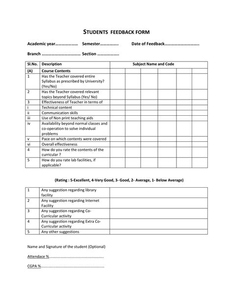 Free Printable Feedback Form Template Printable Forms Free Online