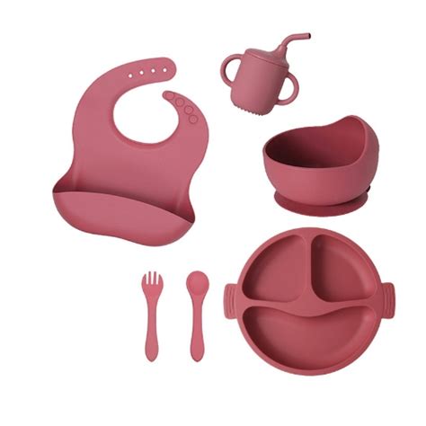 Conjunto 6Pcs Kits De Silicone Para Louça De Mesa Bebês Sucção Tigela