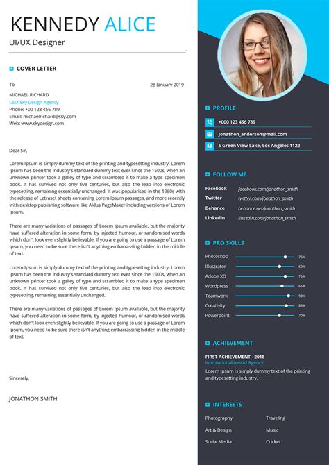 Modern Structured Cover Letter Template Word Format To Download