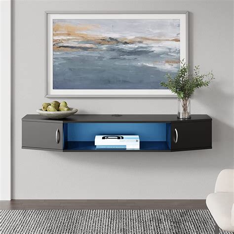 Amazon Fitueyes Floating Tv Stand Wall Mounted Shelf With Blue Led