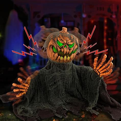 Animated Pumpkin With Sound Activated Creepy Sound Light Up Eyes