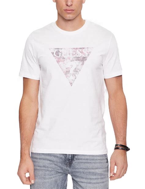 Camiseta Guess Triangle Blanco Manga Corta Para Hombre