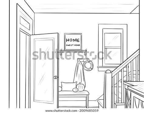 Home Interior Coloring Book Page Stock Illustration 2009685059 | Shutterstock