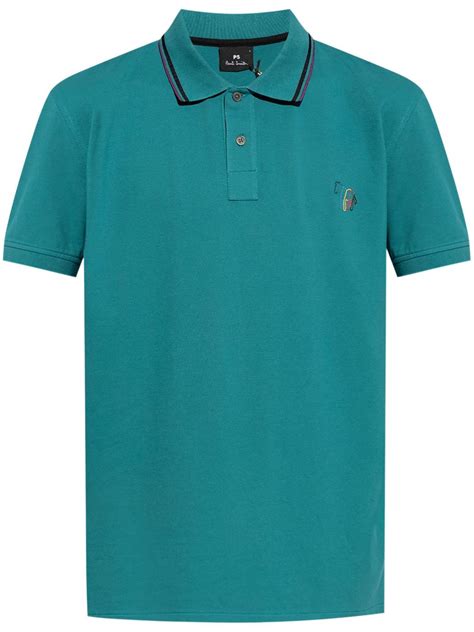 Ps Paul Smith Logo Embroidered Polo Shirt Blue Farfetch