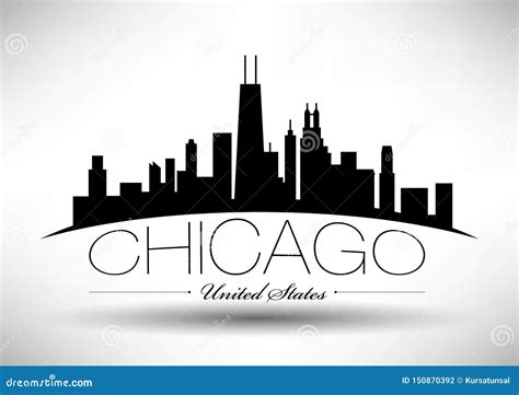 Vector Chicago Skyline Design Stock Illustration - Illustration of ...