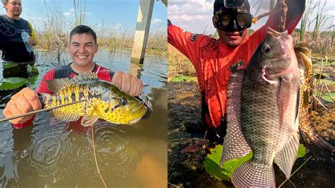 Pesca con arpón Guapotes y Tilapias Gigantes cocina de caldo en casa