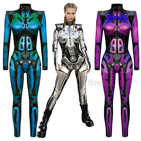 Robot Punk Cosplay Jumpsuit Catsuit Sexy Women Cosplay Costumes Zentai