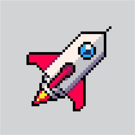 Pixel art illustration Rocket. Pixelated Rocket. Rocket space icon ...