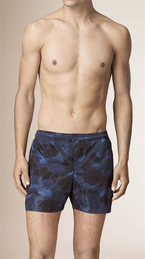 Burberry Camouflage Print Swim Shorts In Blue For Men Lyst