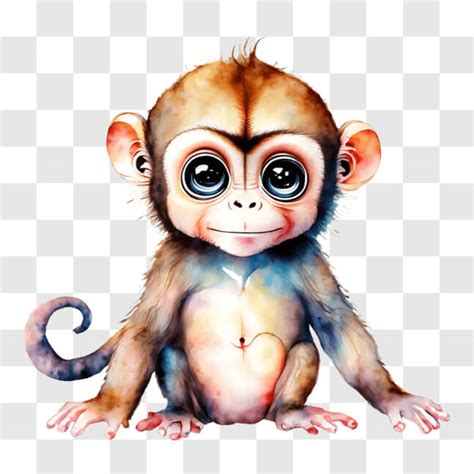 Download Cute Baby Monkey Sitting on Black Background PNGs Online ...