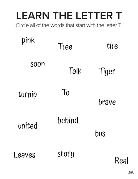 Letter T Worksheets - 50 FREE Printables | Printabulls