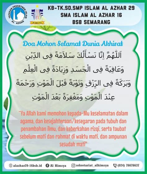 Doa Mohon Keselamatan Dunia Akhirat Al Azhar Semarang Kampus Bsb City