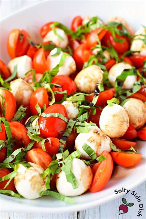 Cherry Tomato Caprese Salad Recipe With Mozzarella Pearls Salty Side Dish