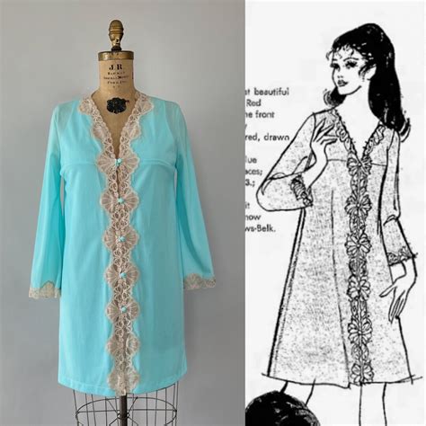 Vintage S Lingerie S Emilio Pucci Peignoir Set Aqua Blue Nylon Lace Trim Sleeveless